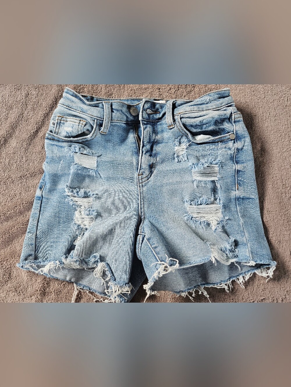 Judy Blue Light Wash Distressed Denim Shorts | Raw Hem Cutoff